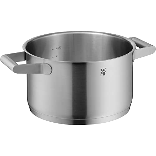 WMF Comfort Line Juego de Ollas 5 Piezas para Inducción, Acero Inoxidable Cromargan Mate, Tapas Cristal, Apilables, Escala, Sin Revestimiento