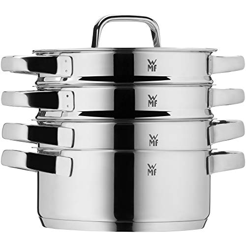 WMF Compact Cuisine Olla Grande 24 cm 5,6L con Tapa Cristal, Acero Inoxidable Cromargan Pulido, Apilable, Sin Revestimiento