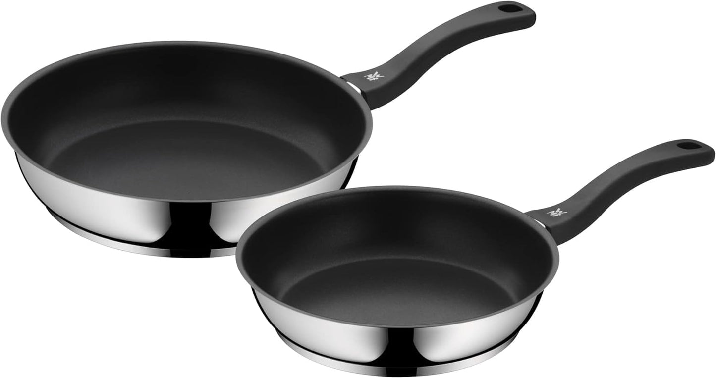 WMF Provence Plus Batería Cocina Acero Inoxidable Cromargan, Tapas Cristal + Set 2 Sartenes Devil 24/28 cm, Antiadherente, Inducción y Todo Tipo Cocinas