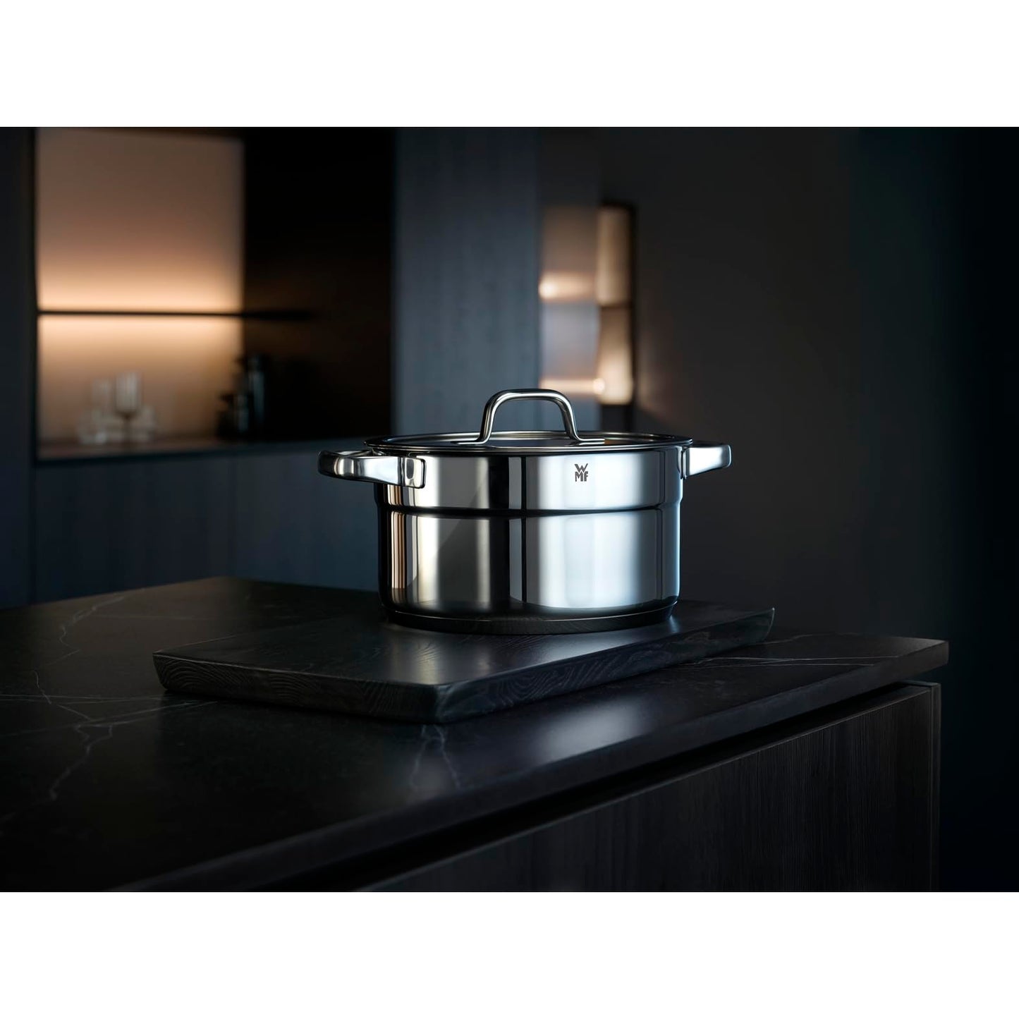 WMF Compact Cuisine Olla Grande 24 cm 5,6L con Tapa Cristal, Acero Inoxidable Cromargan Pulido, Apilable, Sin Revestimiento