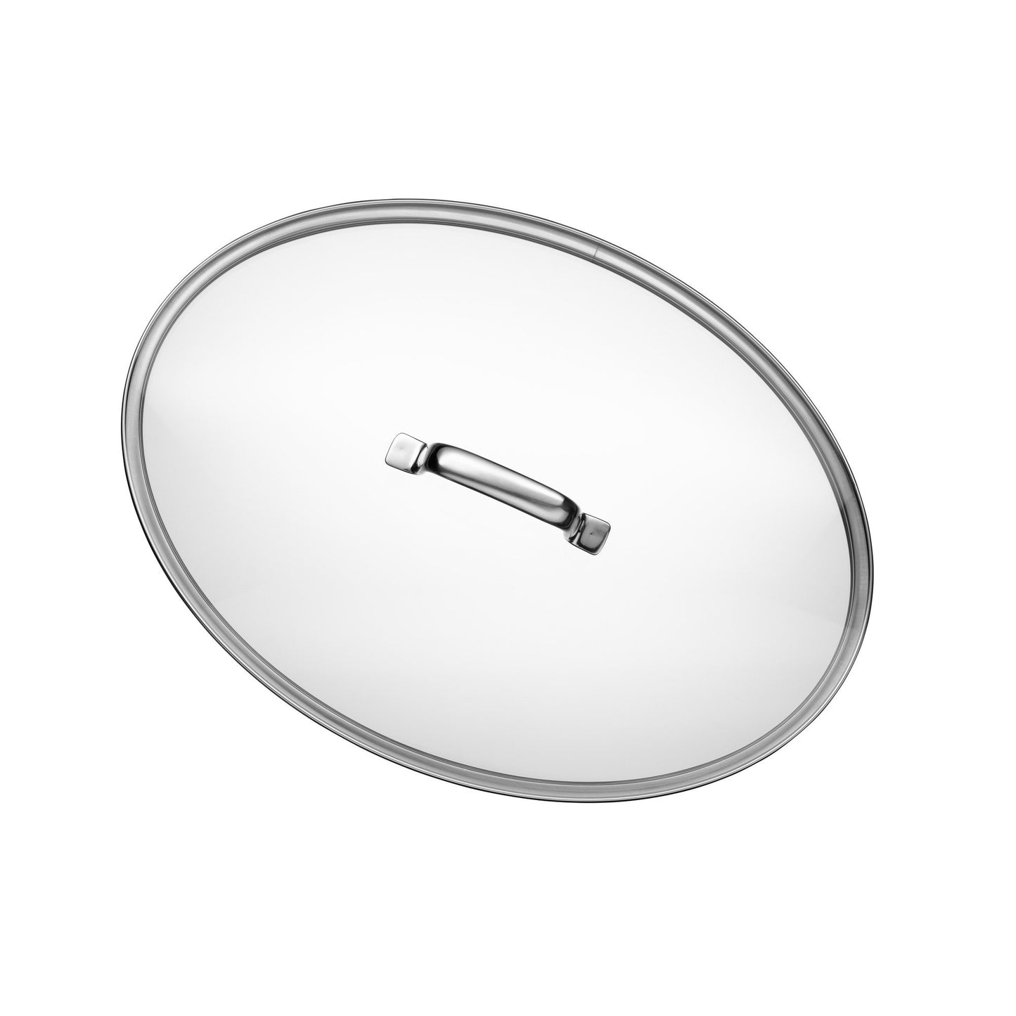WMF Cacerola Baja Larga Oval 38 cm con Tapa Cristal, Acero Inoxidable Cromargan 18/10, Antiadherente, Apta Inducción y Horno, Diseñada en Alemania