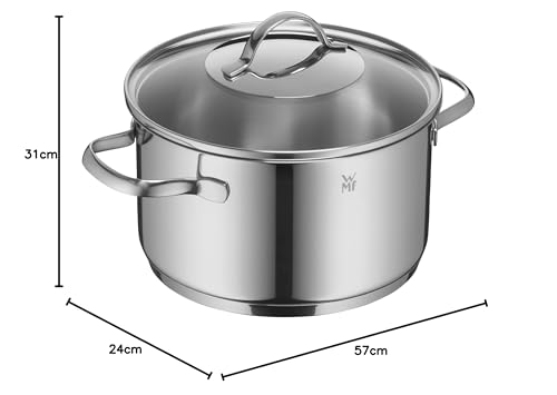 WMF Provence Plus Batería de Cocina 5 Piezas, Acero Inoxidable, Inducción, Cacerolas 16/20/24 cm, Cacerola baja 20 cm, Cazo 16 cm con 4 Tapas Cristal