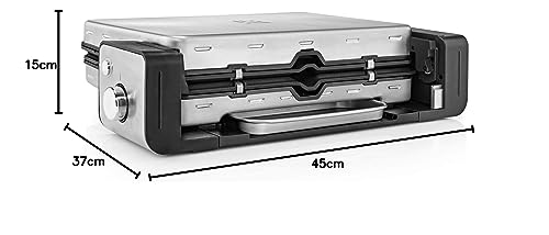 WMF Lono - Contact Grill 2 en 1, 2100 W, Temperatura y altura ajustable, Bandeja antigoteo, 2 placas de aluminio fundido