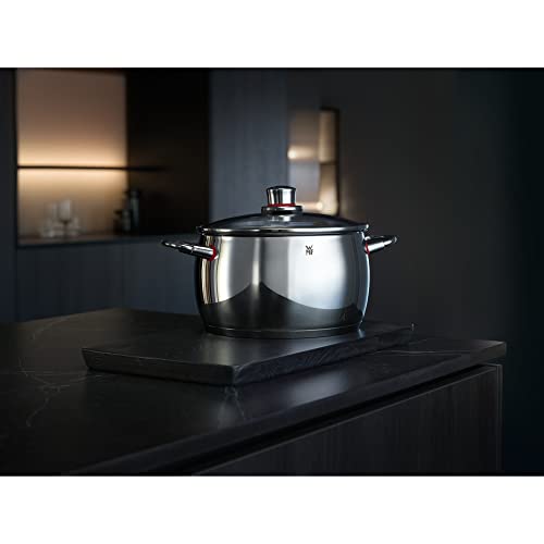 WMF Quality One Batería de Cocina 5 Piezas, Acero Inoxidable, Inducción, Cacerolas 16/20/24 cm, Cacerola baja 20 cm, Cazo 16 cm con 4 Tapas Cristal