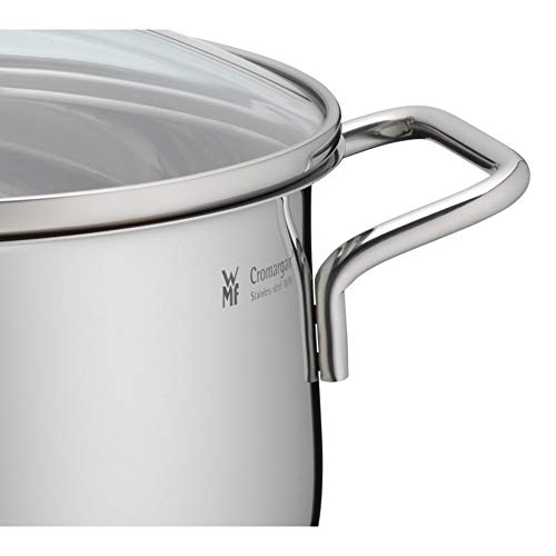 WMF Diadem Plus Batería de Cocina 4 Piezas, Acero Inoxidable, Inducción, Cacerolas 16/20/24 cm, Cacerola baja 20 cm con 4 Tapas de Cristal