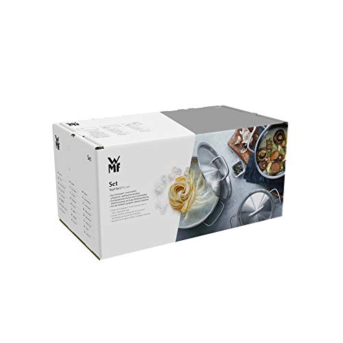 WMF Diadem Plus Batería de Cocina 4 Piezas, Acero Inoxidable, Inducción, Cacerolas 16/20/24 cm, Cacerola baja 20 cm con 4 Tapas de Cristal