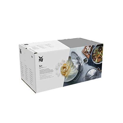 WMF Diadem Plus Batería de Cocina 4 Piezas, Acero Inoxidable, Inducción, Cacerolas 16/20/24 cm, Cacerola baja 20 cm con 4 Tapas de Cristal