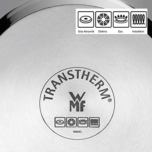 WMF Quality One Batería de Cocina 5 Piezas, Acero Inoxidable, Inducción, Cacerolas 16/20/24 cm, Cacerola baja 20 cm, Cazo 16 cm con 4 Tapas Cristal