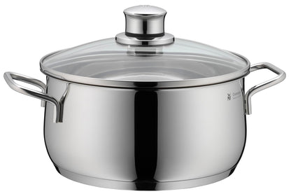 WMF Diadem Plus Batería de Cocina 5 Piezas, Acero Inoxidable, Inducción, Cacerolas 16/20/24 cm, Cacerola baja 20 cm, Cazo 16 cm con 4 Tapas Cristal