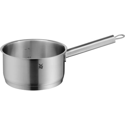 WMF Comfort Line Juego de Ollas 5 Piezas para Inducción, Acero Inoxidable Cromargan Mate, Tapas Cristal, Apilables, Escala, Sin Revestimiento