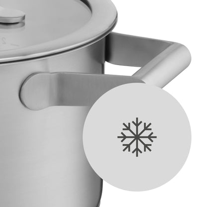 WMF Comfort Line Juego de Ollas 5 Piezas para Inducción, Acero Inoxidable Cromargan Mate, Tapas Cristal, Apilables, Escala, Sin Revestimiento