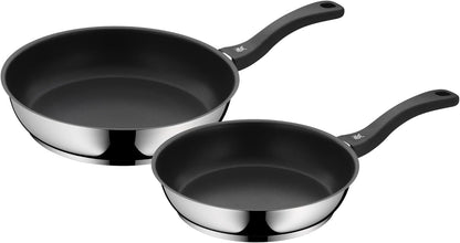 WMF Provence Plus Batería Cocina Acero Inoxidable Cromargan, Tapas Cristal + Set 2 Sartenes Devil 24/28 cm, Antiadherente, Inducción y Todo Tipo Cocinas