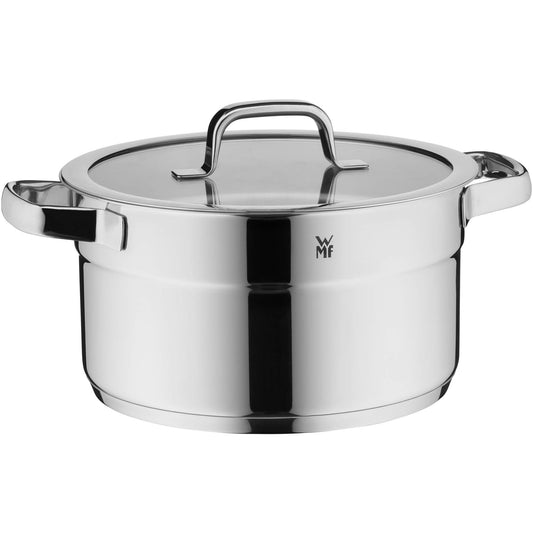WMF Compact Cuisine Olla Grande 24 cm 5,6L con Tapa Cristal, Acero Inoxidable Cromargan Pulido, Apilable, Sin Revestimiento