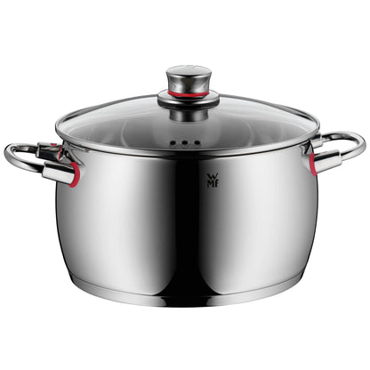 WMF Quality One Batería de Cocina 5 Piezas, Acero Inoxidable, Inducción, Cacerolas 16/20/24 cm, Cacerola baja 20 cm, Cazo 16 cm con 4 Tapas Cristal