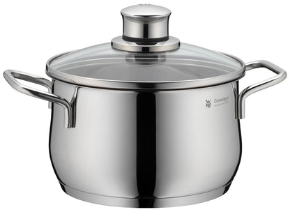 WMF Diadem Plus Batería de Cocina 5 Piezas, Acero Inoxidable, Inducción, Cacerolas 16/20/24 cm, Cacerola baja 20 cm, Cazo 16 cm con 4 Tapas Cristal