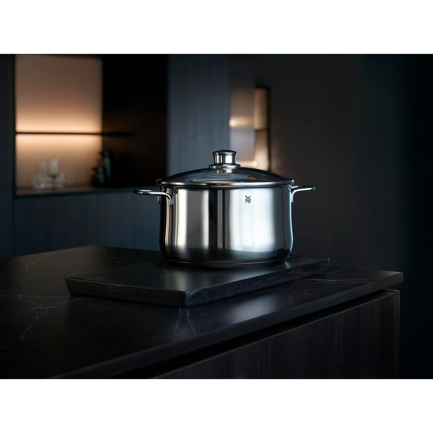 WMF Diadem Plus Batería de Cocina 4 Piezas, Acero Inoxidable, Inducción, Cacerolas 16/20/24 cm, Cacerola baja 20 cm con 4 Tapas de Cristal