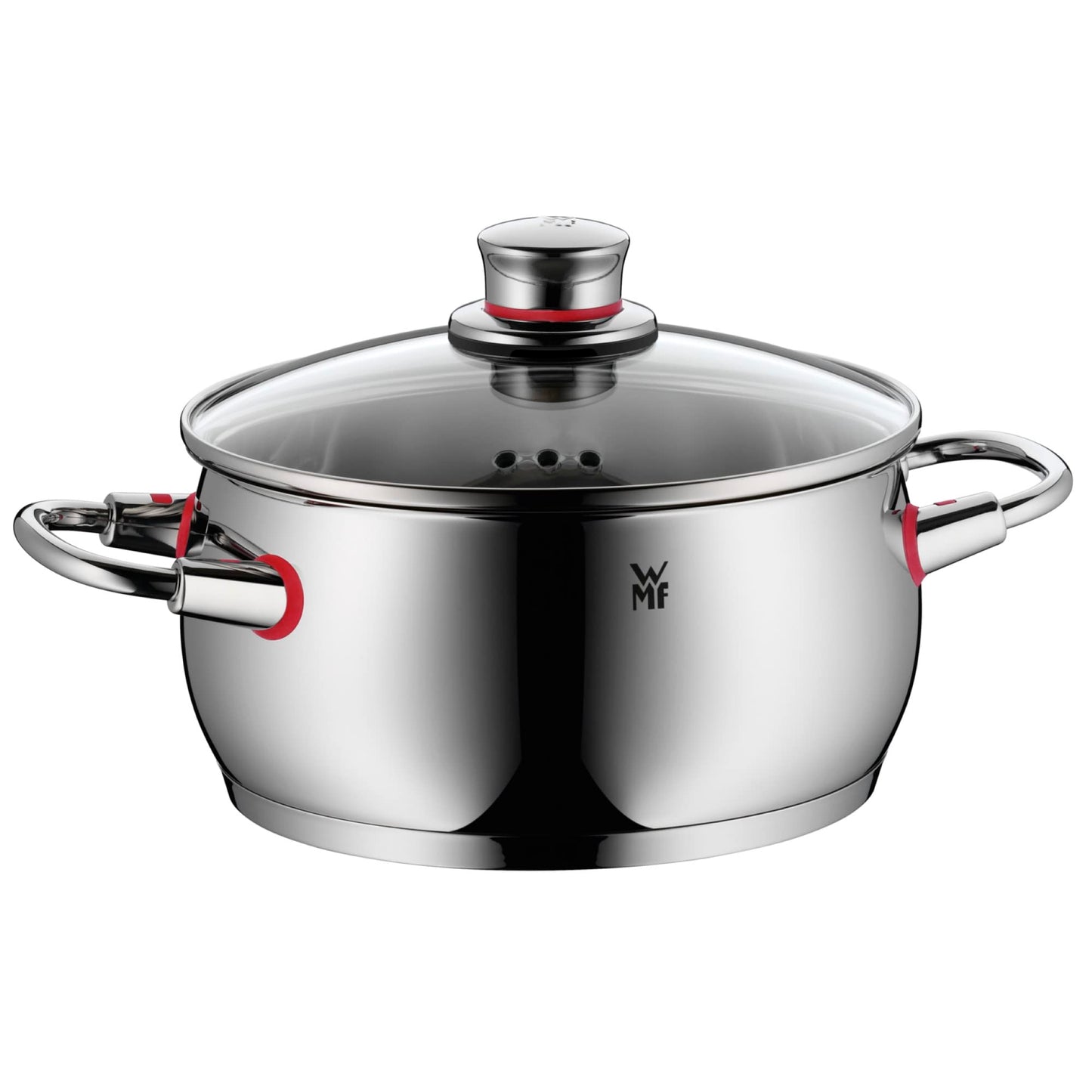 WMF Quality One Batería de Cocina 5 Piezas, Acero Inoxidable, Inducción, Cacerolas 16/20/24 cm, Cacerola baja 20 cm, Cazo 16 cm con 4 Tapas Cristal