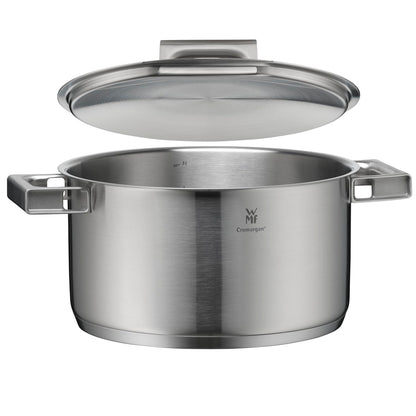 WMF Ultimate Cool Olla 24 cm 6,5L con Tapa, Acero Inoxidable Cromargan Mate, Apta Inducción y Lavavajillas, Sin Revestimiento