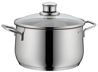 WMF Diadem Plus Batería de Cocina 5 Piezas, Acero Inoxidable, Inducción, Cacerolas 16/20/24 cm, Cacerola baja 20 cm, Cazo 16 cm con 4 Tapas Cristal