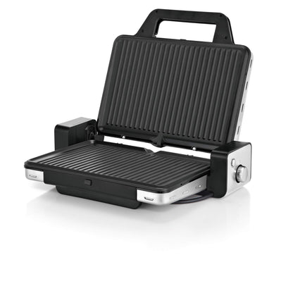 WMF Lono - Contact Grill 2 en 1, 2100 W, Temperatura y altura ajustable, Bandeja antigoteo, 2 placas de aluminio fundido