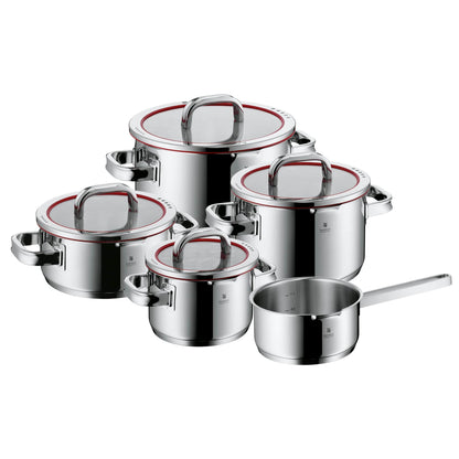 WMF Function 4 Batería de Cocina 5 Piezas, Acero Inoxidable, Inducción, Cacerolas 16/20/24 cm con Tapa y Cazo 16 cm