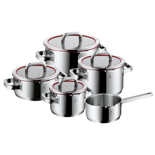WMF Function 4 Batería de Cocina 5 Piezas, Acero Inoxidable, Inducción, Cacerolas 16/20/24 cm con Tapa y Cazo 16 cm