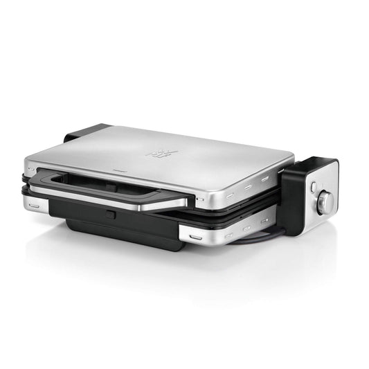 WMF Lono - Contact Grill 2 en 1, 2100 W, Temperatura y altura ajustable, Bandeja antigoteo, 2 placas de aluminio fundido