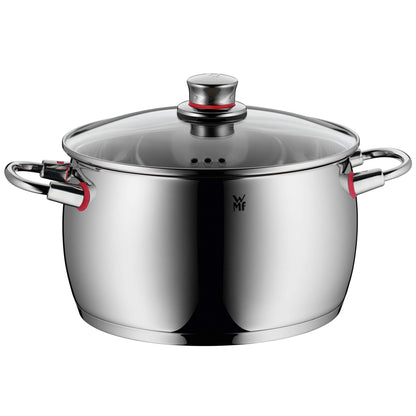 WMF Quality One Batería de Cocina 5 Piezas, Acero Inoxidable, Inducción, Cacerolas 16/20/24 cm, Cacerola baja 20 cm, Cazo 16 cm con 4 Tapas Cristal