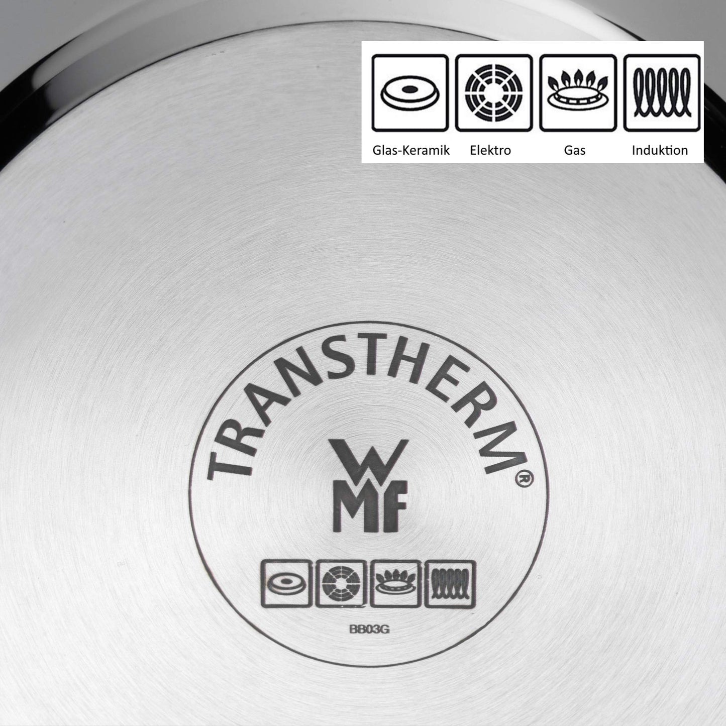 WMF Diadem Plus Batería de Cocina 4 Piezas, Acero Inoxidable, Inducción, Cacerolas 16/20/24 cm, Cacerola baja 20 cm con 4 Tapas de Cristal