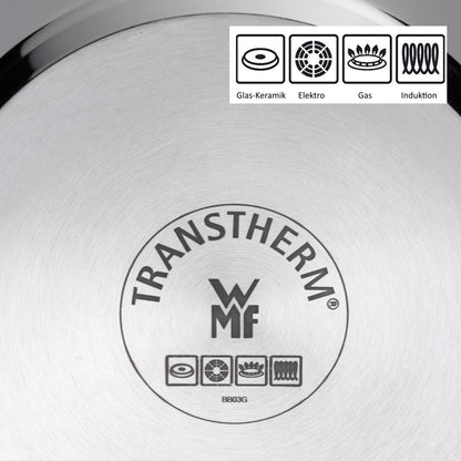 WMF Diadem Plus Batería de Cocina 4 Piezas, Acero Inoxidable, Inducción, Cacerolas 16/20/24 cm, Cacerola baja 20 cm con 4 Tapas de Cristal